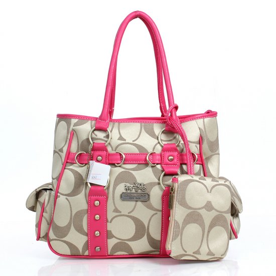 Coach Stud In Signature Medium Pink Totes DZD - Click Image to Close